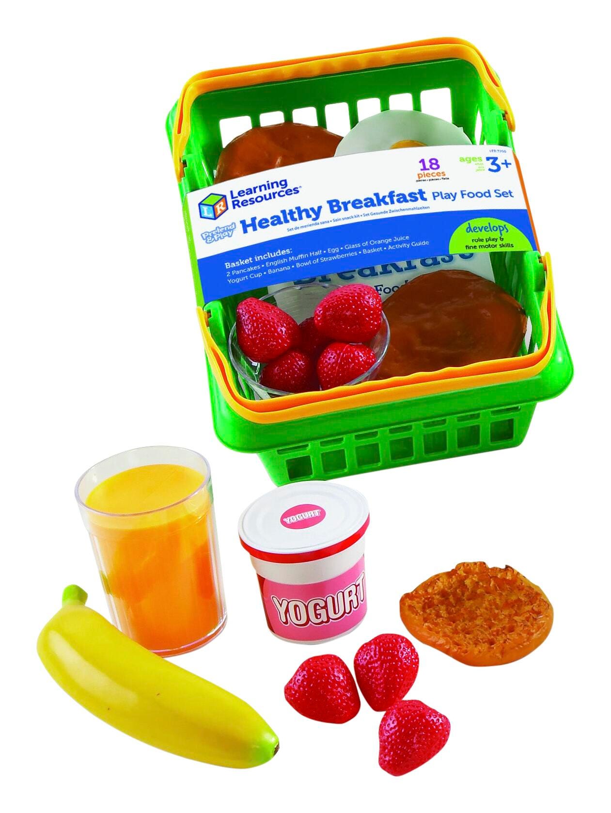 Learning Resources Pretend & Play Healthy Breakfast Set, Basket and 16 Pieces 204919